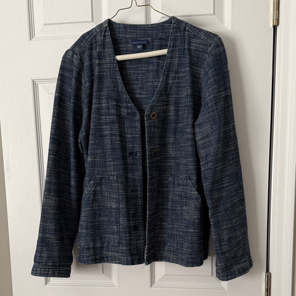 J. Jill Dark Blue Textured Blazer
